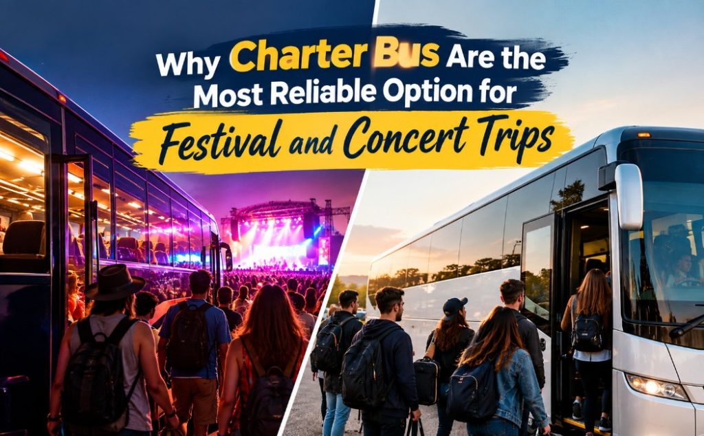 Charter bus for reliable festival and concert trips