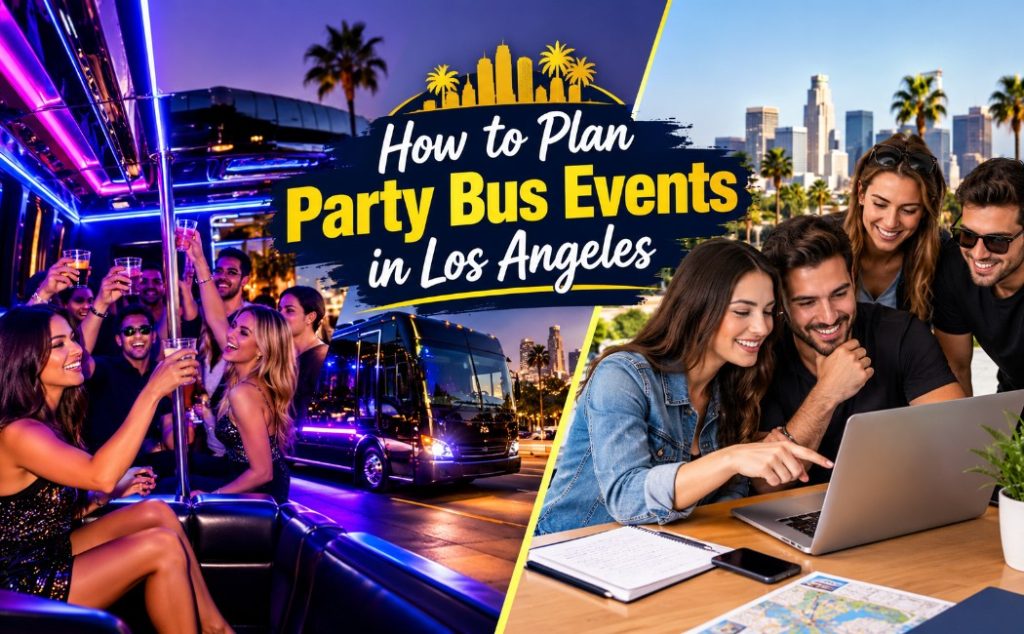 How to Plan Party Bus Events in Los Angeles with luxury party bus and group planning an event
